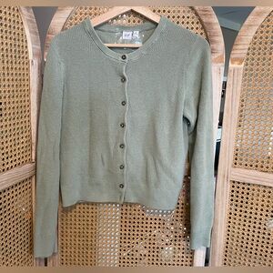 VTG GAP 100% Cotton Cardigan Knit Button Up Sweater EUC Light Green Medium